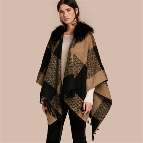 poncho burberry homme|burberry fur trimmed poncho.